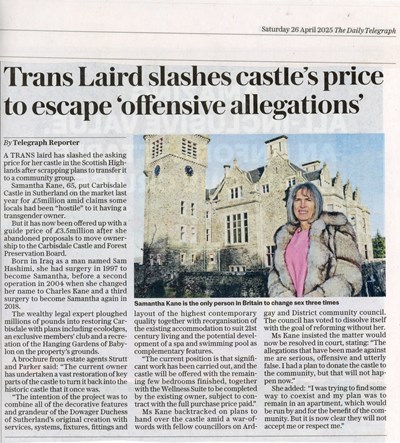Carbisdale -Trans Laird slashes castle's price to escape offensive allegations