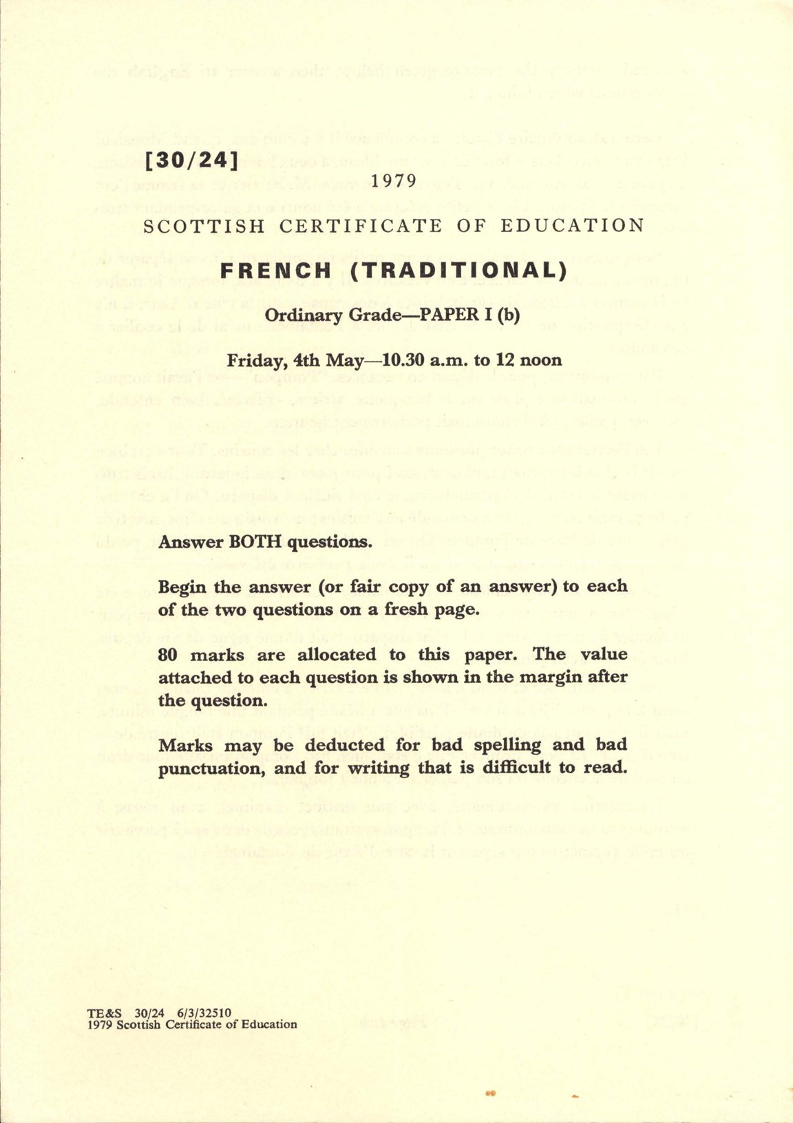 Scottish Certificate of Education examination papers 1979-82