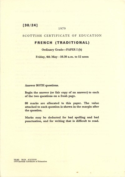 Scottish Certificate of Education examination papers 1979-82