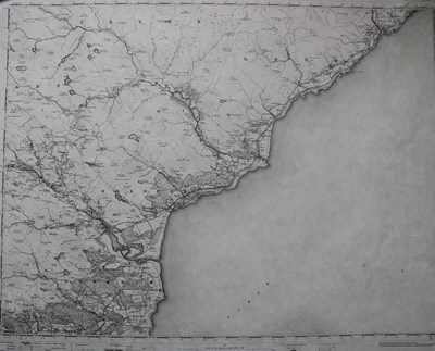 Black and white Ordnance Survey Map of coast from Dornoch to Helmsdale