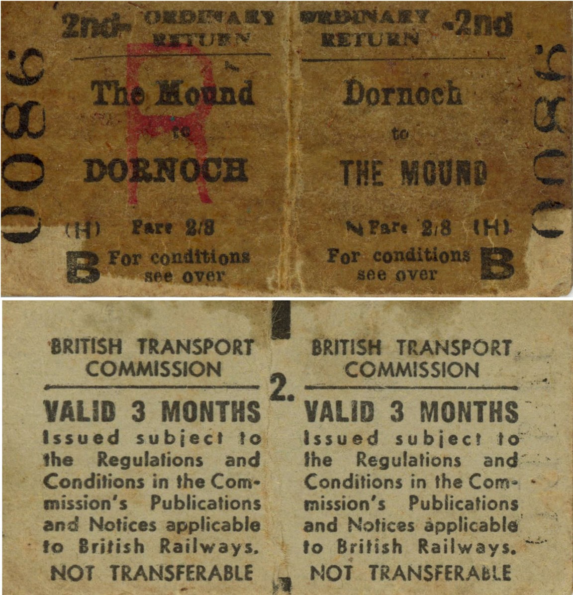 Return ticket from last journey from Dornoch to the Mound