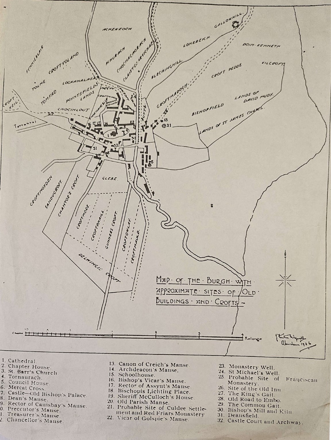 Old map of Burgh of Dornoch