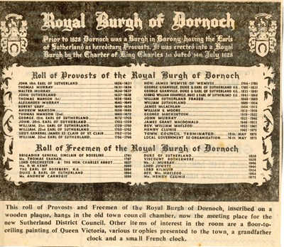 Roll of Provosts and Freemen