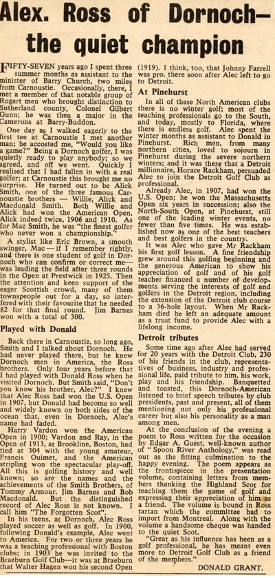 Alex Ross of Dornoch, the quiet champion