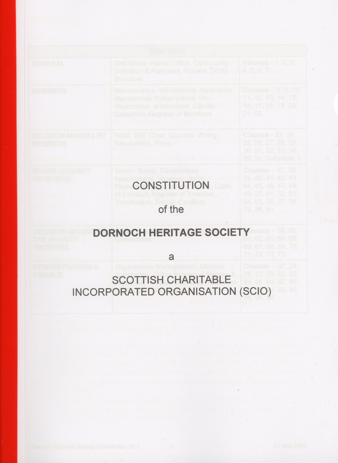 Constitution of the Dornoch Heritage Society