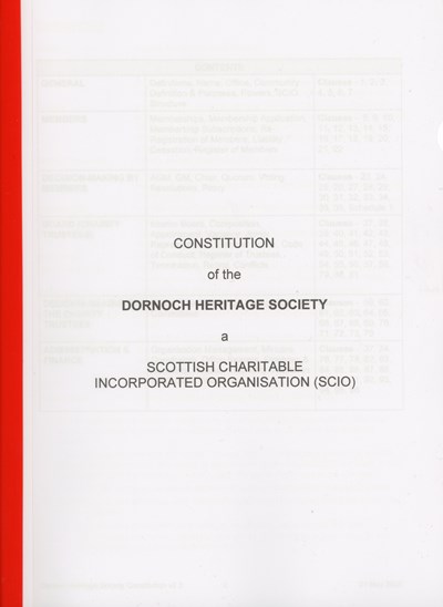 Constitution of the Dornoch Heritage Society
