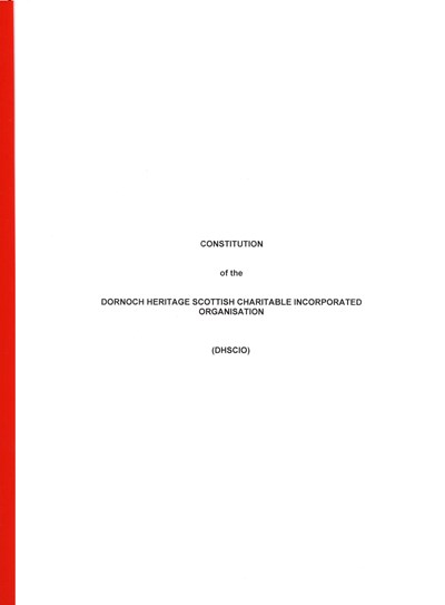 Constitution of the Dornoch Scottish Charitable Incorporated Organisaton Nov 2011