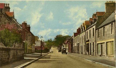 Tinted postcard of Castle Street looking west