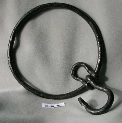 large iron ring with hook and eye