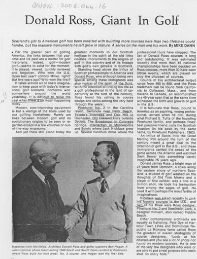 Donald Ross documents - article