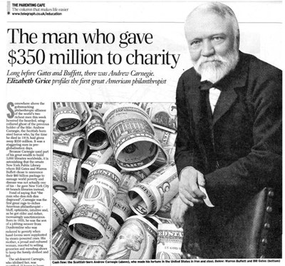Carnegie the man who gave $350 million to charity