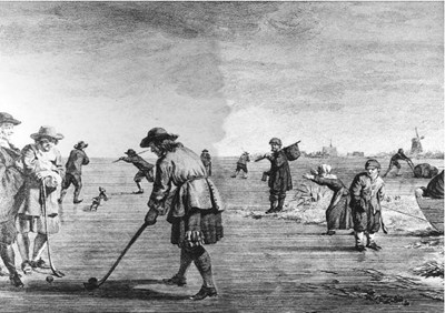Depiction of early game of golf