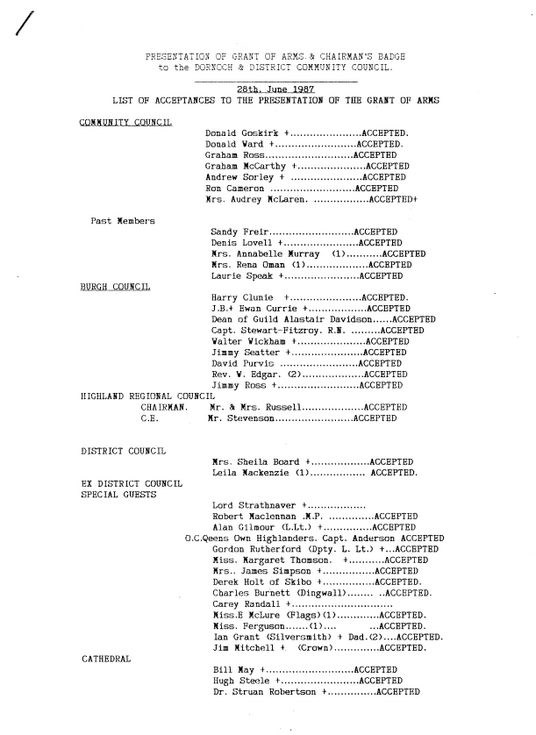Grant of Arms to Dornoch Community Council