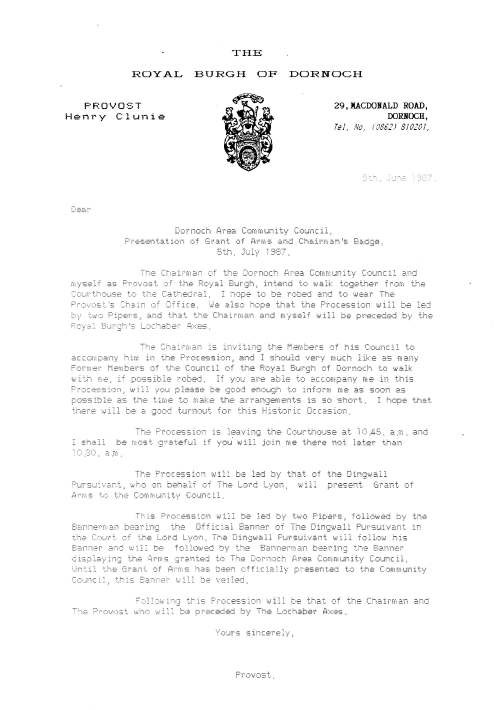 Dornoch Presentation of Grant of Arms