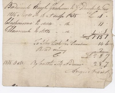 Rent receipt Hugh Graham 1815