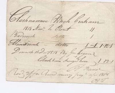 Rent receipt Hugh Graham 1818