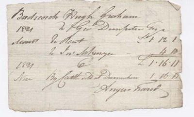 Rent receipt Hugh Graham 1821