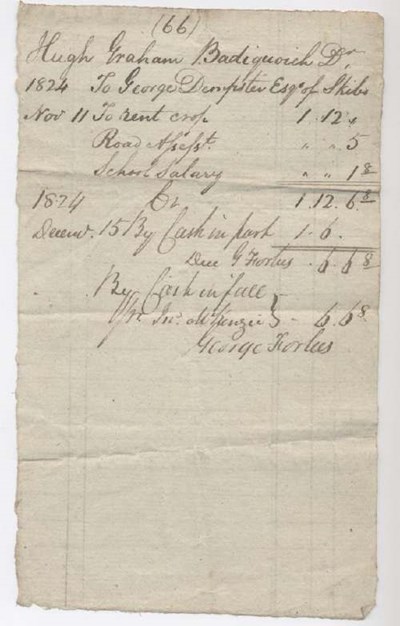 Rent receipt Hugh Graham 1824