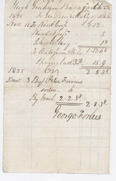 Rent receipt Hugh Graham 1825