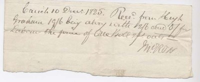 Labour receipt Hugh Graham 1825