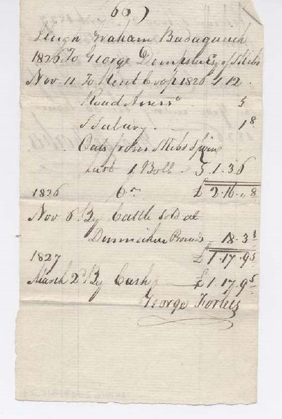 Rent receipt Hugh Graham 1826