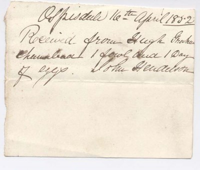 Rent receipt ~ Hugh Graham 1832