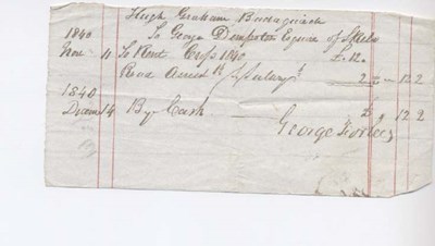 Rent receipt ~ Hugh Graham 1840