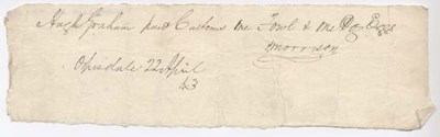Rent receipt ~ Hugh Graham 1843