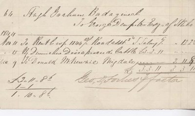 Rent receipt ~ Hugh Graham 1844