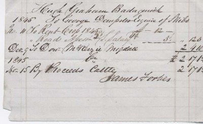 Rent receipt ~ Hugh Graham 1845
