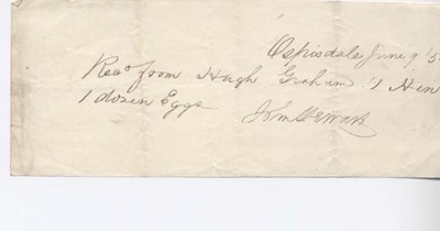 Rent receipt ~ Hugh Graham 1852