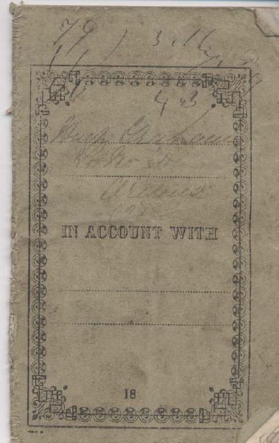 Rent receipt book ~ Hugh Graham 1860-1880