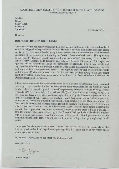 Letter re Common Good Lands 1995