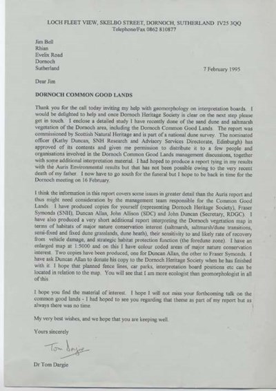 Letter re Common Good Lands 1995