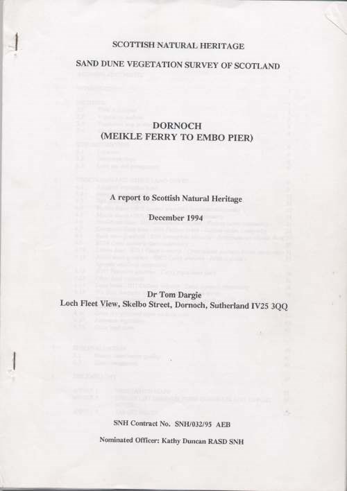 Sand Dune Vegetation Survey Dornoch 1994