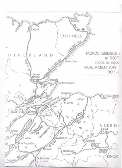 Map of Roads and Bridges c.1803 in N.E. Scotland