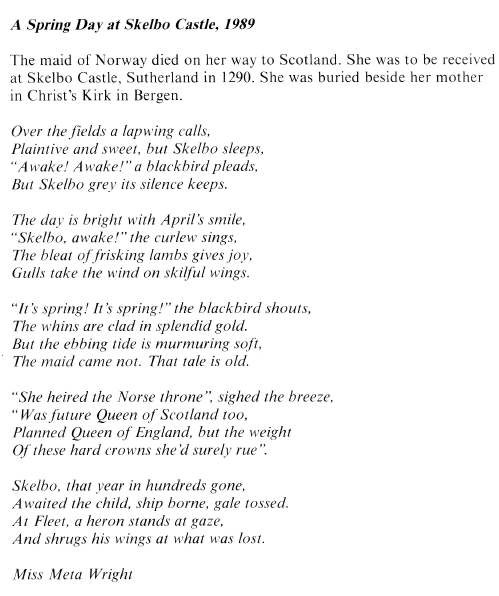 Poem 'A Spring Day at Skelbo Castle, 1989'