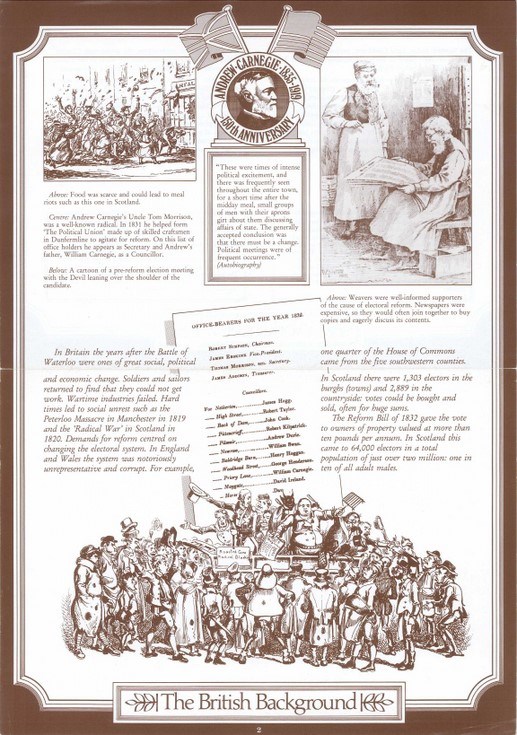 Illustration from a set of 21 posters of the life of Andrew Carnegie 