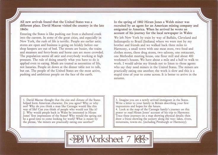 Illustration from a set of 21 posters of the life of Andrew Carnegie 