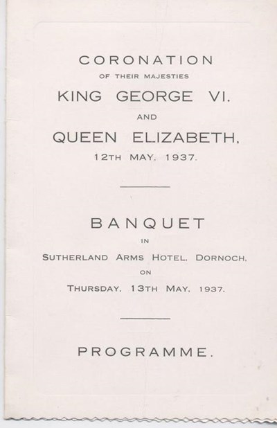 Menu and toast list for coronation banquet 1937