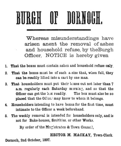 Poster about rubbish collection 1897