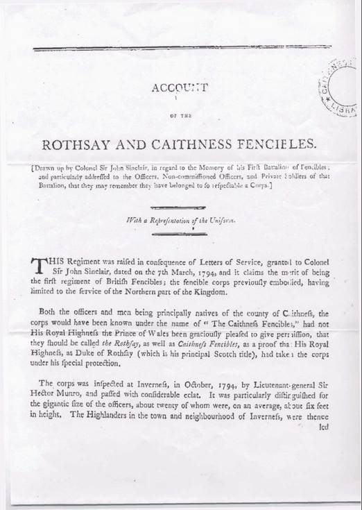 Account of the Rothsay and Caithness Fencibles