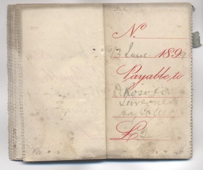 1899 cheque stubs found above McPerson's shop Dornoch