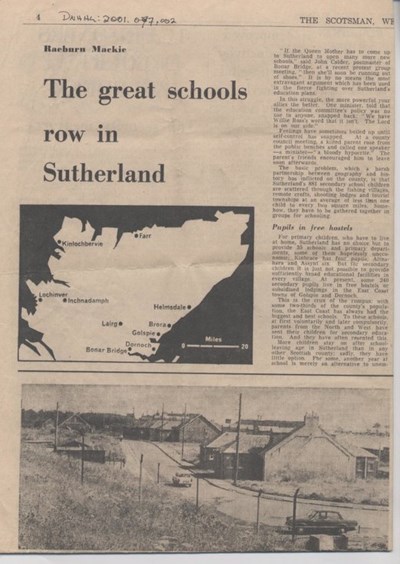 Proposed downgrading of Dornoch Academy 1968