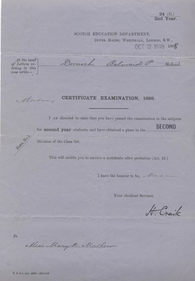 Certificate Examination 1898