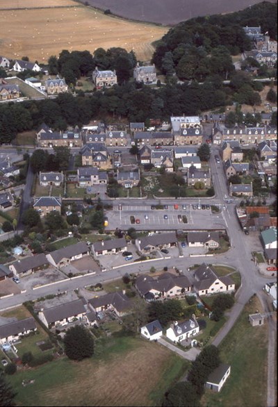 Aerial photograph of Dornoch - the Meadows car park