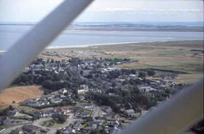 Aerial photograph over Dornoch towards Dornoch Firth