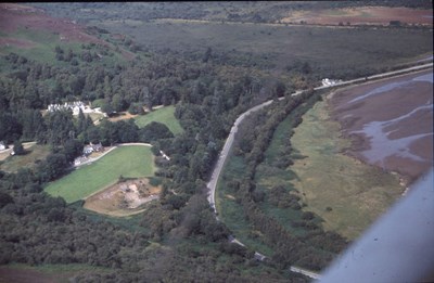 Aerial photograph of Cambusmore Lodge and The Mound