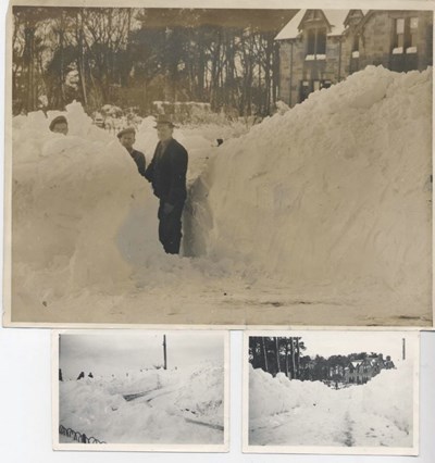 Deep snow at Dornoch War Memorial 1955