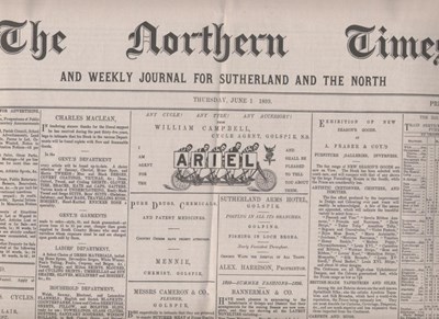 Reprint of first edition of Northern Times 1 June 1899